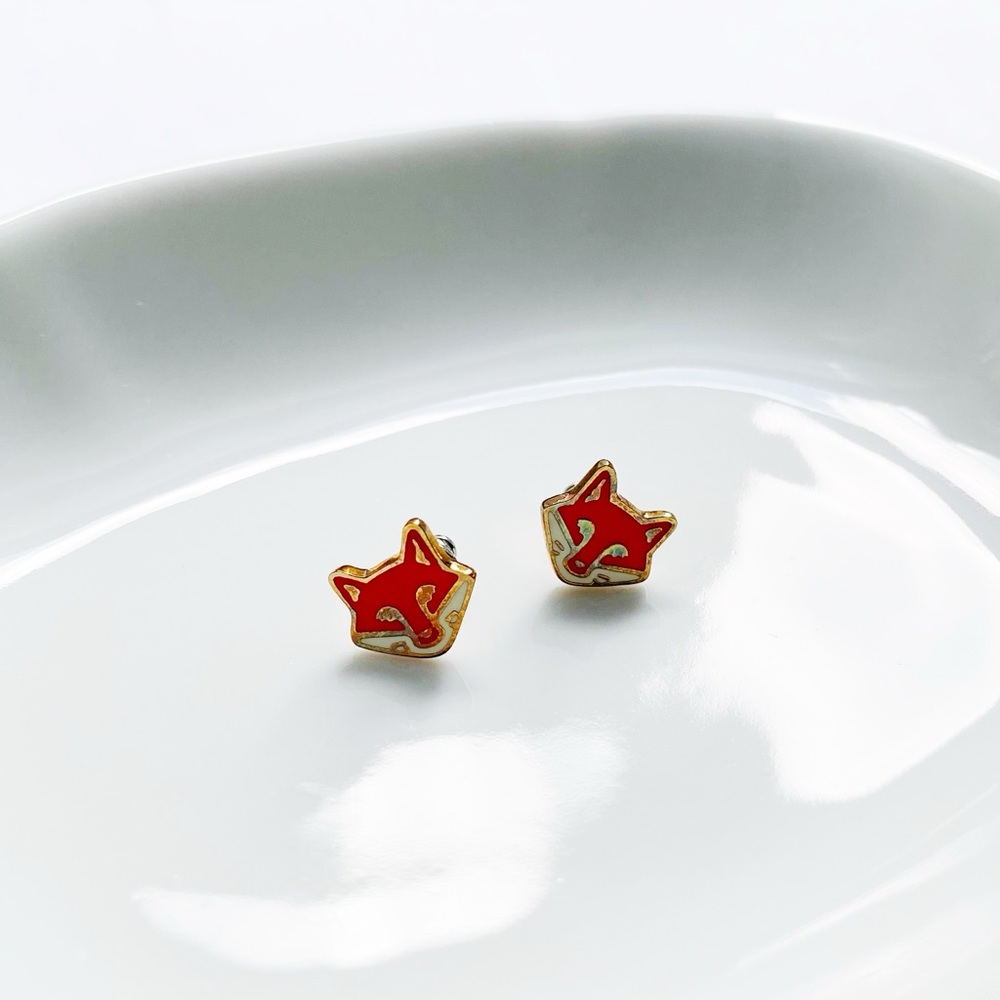 NEW Bird Fox Gold Tone Stud Earrings - Picture 3 of 5